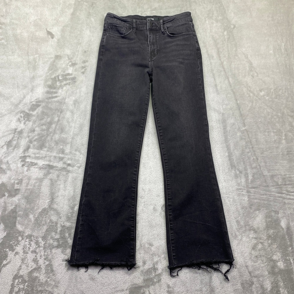 Joes Jeans Womens High Rise Flare Frayed Hem Black Denim Jeans Size 25